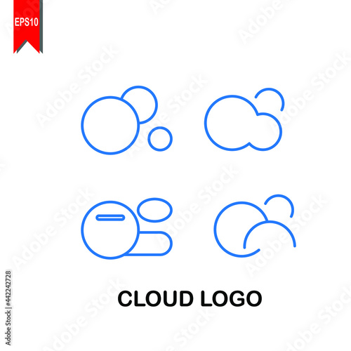 set tech Cloud stylish logo and icons template design