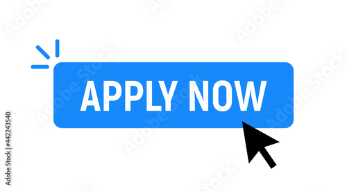 Apply now job submit button icon. Vector apply now click cursor photo