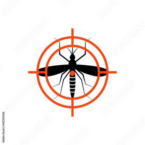 Mosquito insect repellent zika vector logo. Mosquito target aim icon repellent