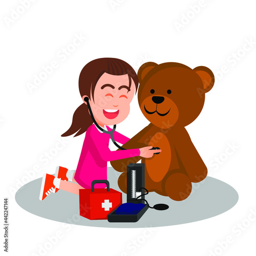 little girl acting like a doctor