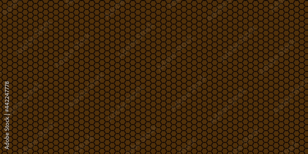 Hexagonal, circular cells texture in black hollowed out with brown ...