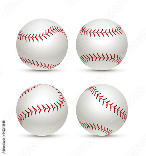 Baseball ball isolated white icon. Softball set vector base ball equipment illustration