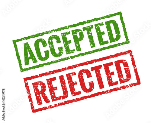 Accepted rejected stamp icon. Aproved secret modern rubber stamp design