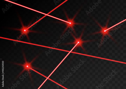 Laser beam red light. Vector laser beam line ray glow effect energy