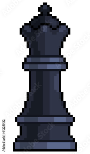 Pixel art queen chess piece for 8bit game on white background 
