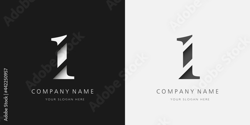 1 logo modern broken design serif number