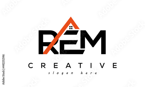 initial REM letters real estate construction logo vector	