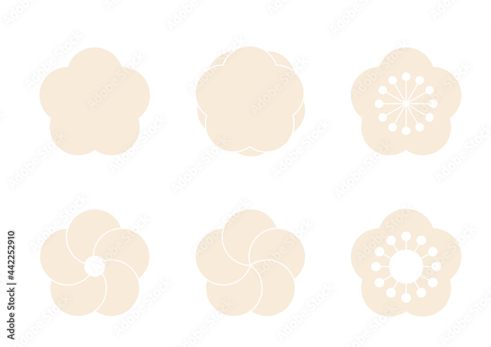梅の花の主線なしイラスト 和風の花のデザイン 和文様 Stock Vector Adobe Stock