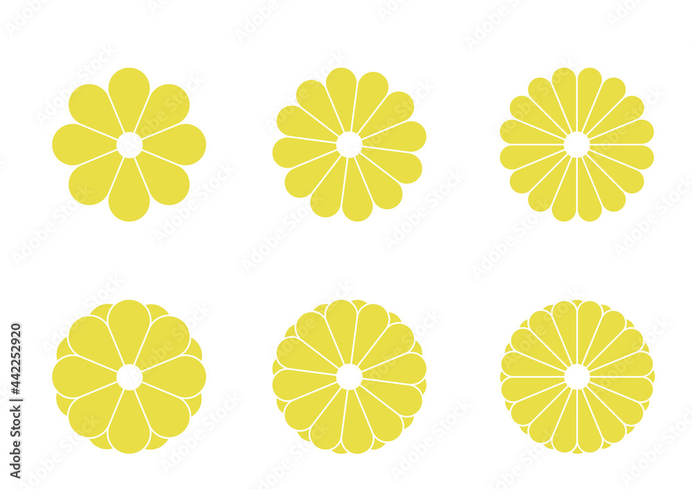 菊の花の主線なしイラスト 和風の花のデザイン 和文様 Stock Vector Adobe Stock
