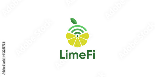 lime wiht wifi technology logo design template