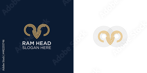 ram head abstract logo design template