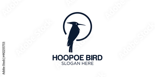 silhouette hoopoe logo design template