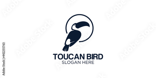 silhouette toucan logo design template