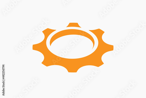 Gear perspective view flat design logo template
