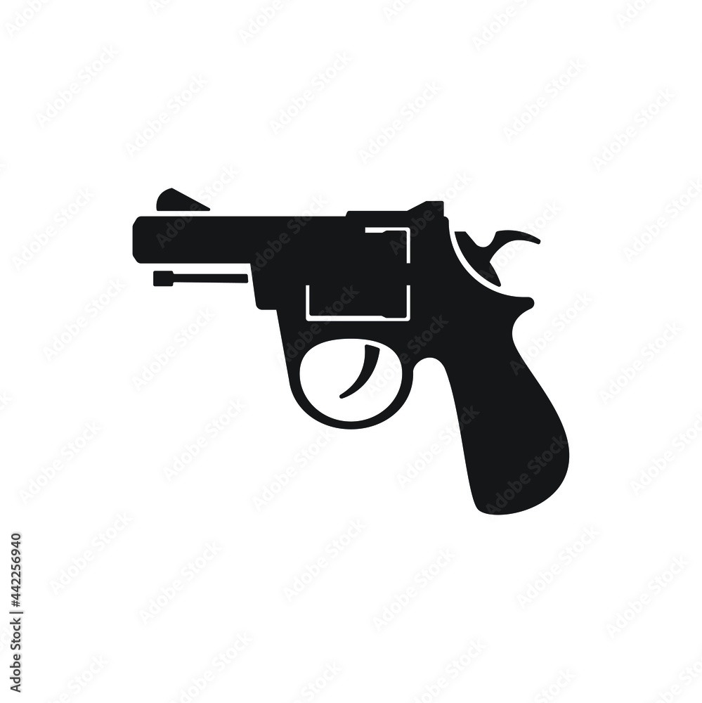 Pistol gun icon in trendy flat style isolated on white background. Symbol for your web site design, logo, app, UI. Vector illustration, EPS