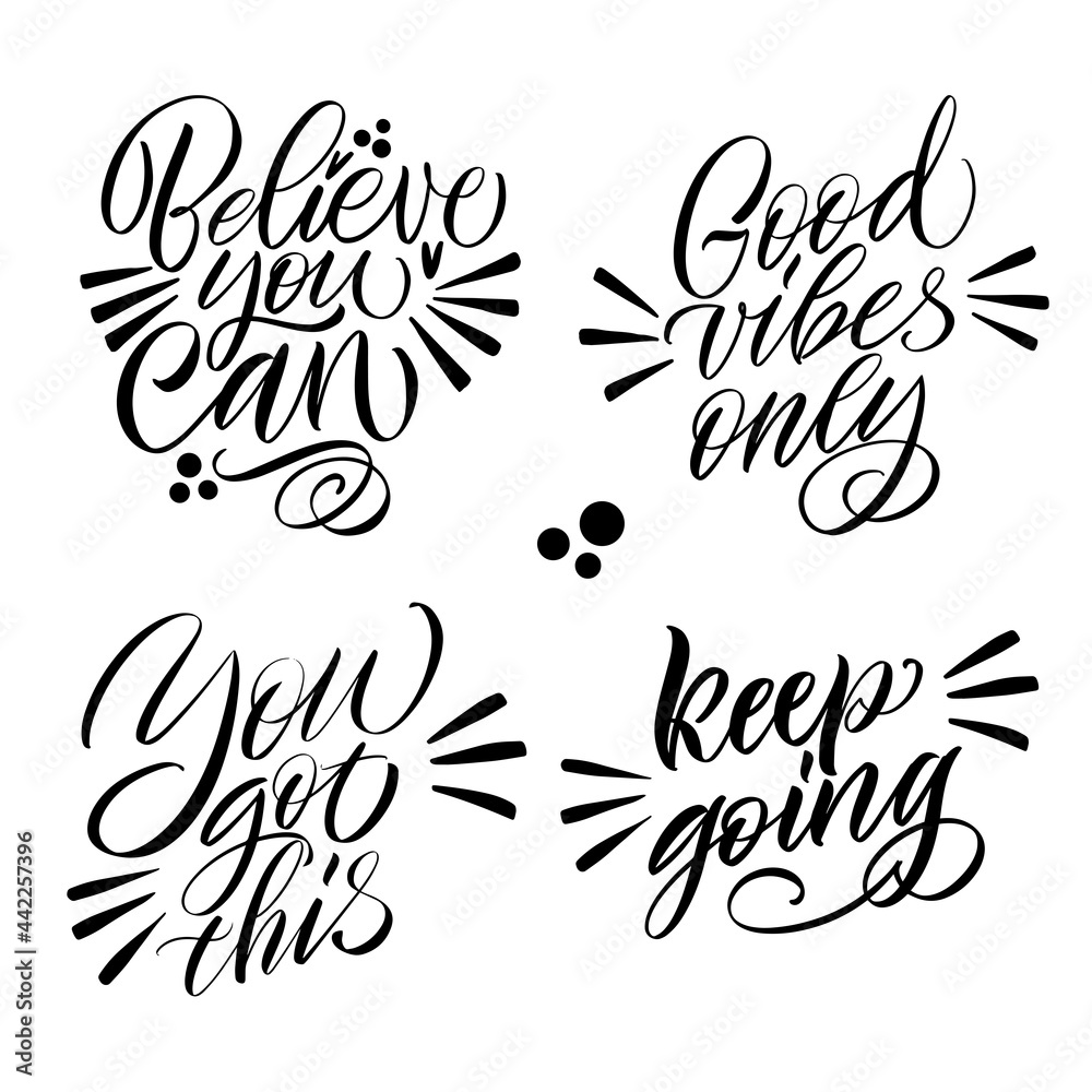 custom made wallpaper toronto digitalGood Vibes and positive thoughts letterings and other elements. Great lettering and calligraphy for greeting cards, stickers, banners, prints and home interior decor. Isolated vector