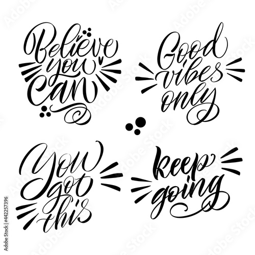 Wallpaper Mural Good Vibes and positive thoughts letterings and other elements. Great lettering and calligraphy for greeting cards, stickers, banners, prints and home interior decor. Isolated vector Torontodigital.ca