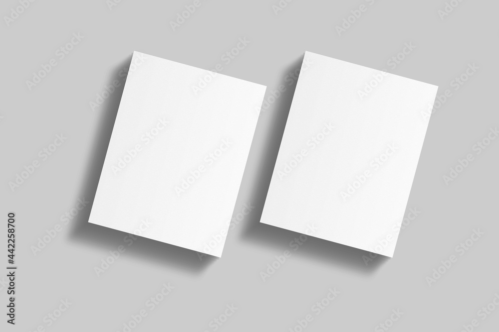 Realistic blank flyer brochure for mockup. Paper or poster illustration. 3D Render.