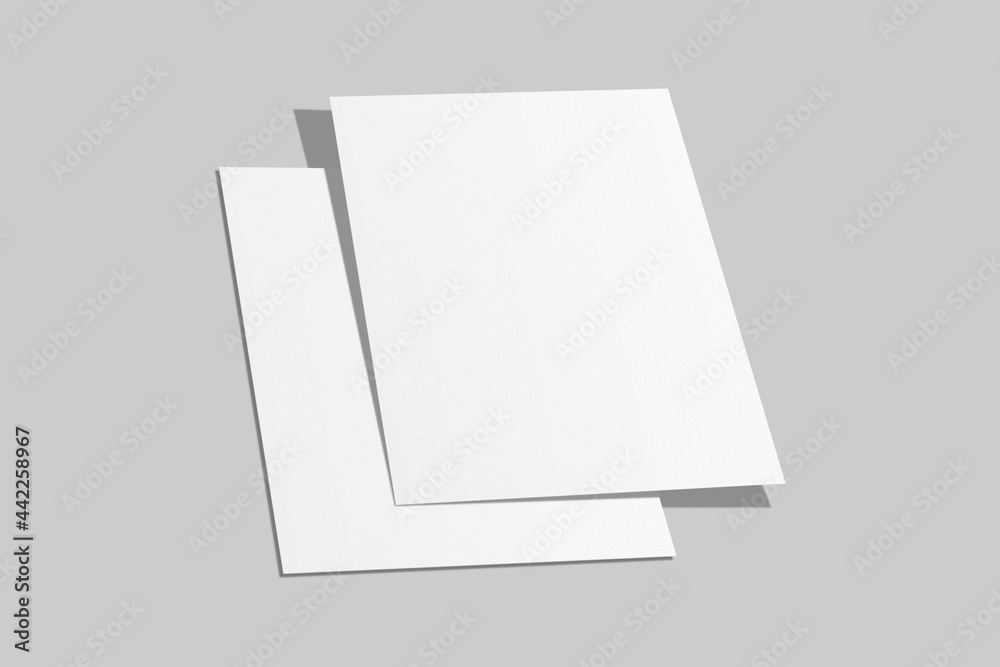 Realistic blank flyer brochure for mockup. Paper or poster illustration. 3D Render. Realistic blank flyer brochure for mockup. Paper or poster illustration. 3D Render.