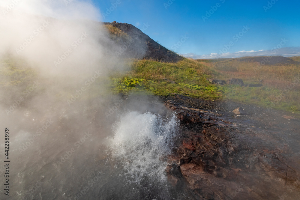 Steam and Boiling Water in a Remote Hot Spring