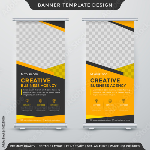 business stand banner template with abstract background and modern layout