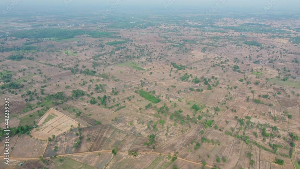 Flight over cultivated area during the dry season in Thailand. Flight over cultivated area during the dry season in Thailand.