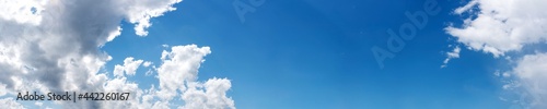 Panorama sky with cloud on a sunny day. Beautiful cirrus cloud..