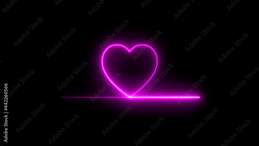 Colorful abstract heart line neon blazing symbol sign on black background. Heart beat neon line glowing moving motion. Colorful abstract heart line neon blazing symbol sign on black background. Heart beat neon line glowing moving motion.