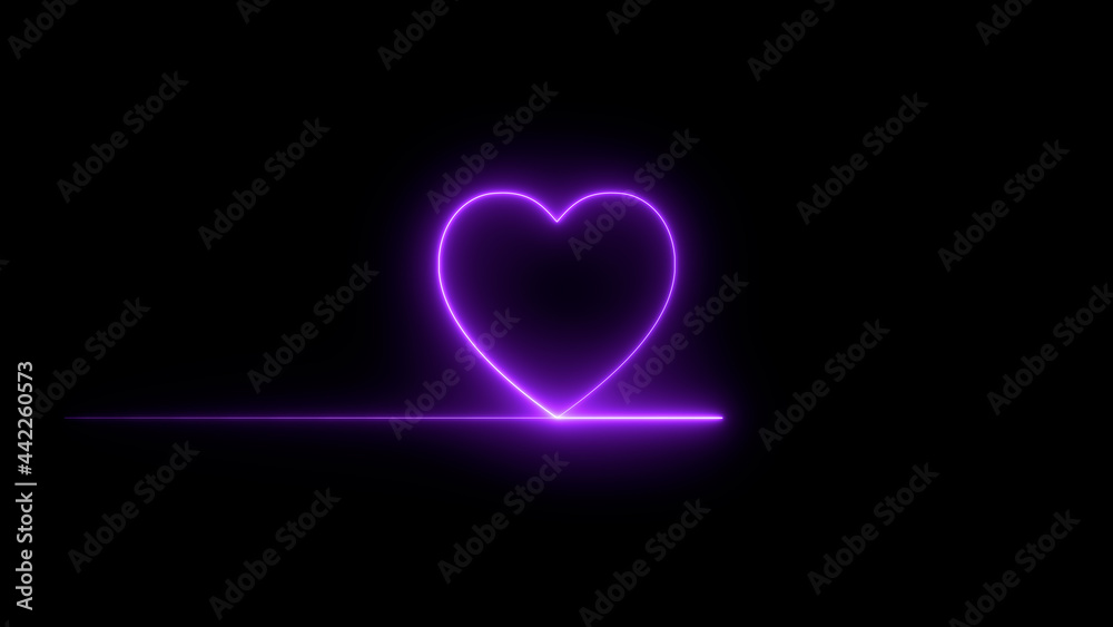 Colorful abstract heart line neon blazing symbol sign on black background. Heart beat neon line glowing moving motion. Colorful abstract heart line neon blazing symbol sign on black background. Heart beat neon line glowing moving motion.