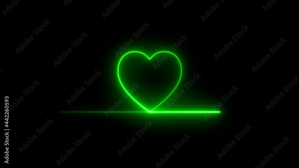 Colorful abstract heart line neon blazing symbol sign on black background. Heart beat neon line glowing moving motion. Colorful abstract heart line neon blazing symbol sign on black background. Heart beat neon line glowing moving motion.