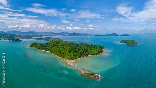 Fototapeta Naklejka Na Ścianę i Meble -  Coastline along South Thailand, Drone Aerial UAV