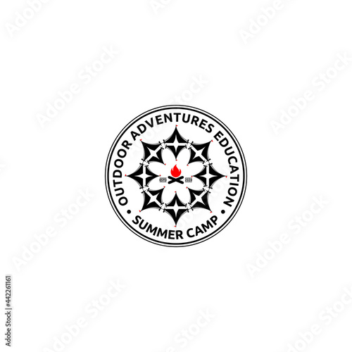 Retro Summer Camp Badge Graphic Logo Emblem Design