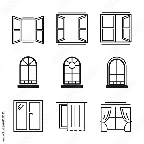 Window icon. Window set symbol vector elements for infographic web.