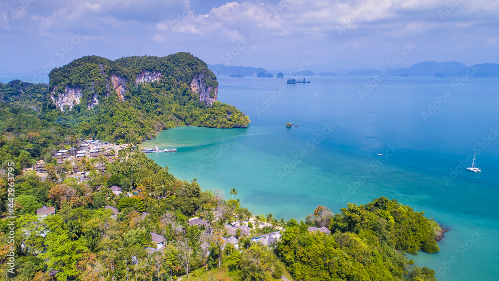 Naklejka premium Drone shots of Koh Yao Noi, Thailand