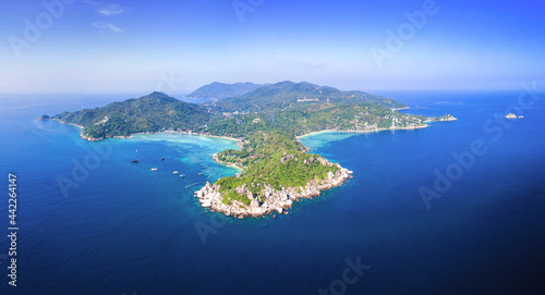 Koh Tao Island, Thailand with copy space and no people South East Asia Drone Aerial UAV