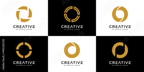 set of initials letter O abstract logo vector design