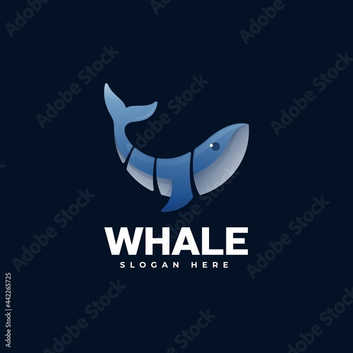Vector Logo Illustration Whale Gradient Colorful Style.