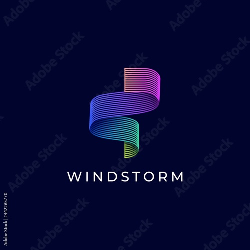 Vector Logo Illustration Windstorm Gradient Colorful Style.
