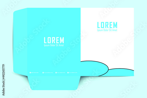 Presentation folder design template. Cover design for folder, brochure, catalogue, layout for placement of photos and text, creative modern design of geometric elements. Vector illustration