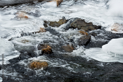 Winter ice in rapids of the Blackledge River, Glastonbury, Connecticut. photo