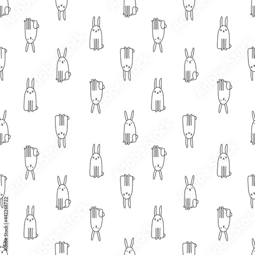 Seamless pattern with cute hand drawn bunnies. Creative childish background. Perfect for kids apparel,fabric, textile, nursery, wrapping. Vector Illustration children's pattern from the hare
