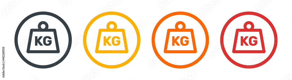 KG weight icon set. Kilogram symbols. Vector illustration