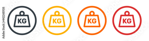 KG weight icon set. Kilogram symbols. Vector illustration photo