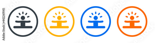 Split legs exercise icon sign or symbol. Yoga meditation pose. Flexibility training.