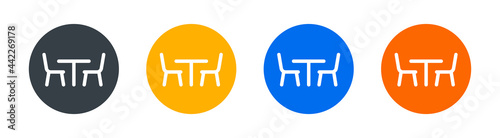 Dining table icon set, Furniture and interior symbol.