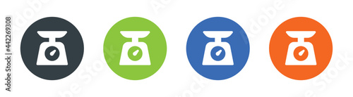Food scale device icon vector illustration graphic on button design.
