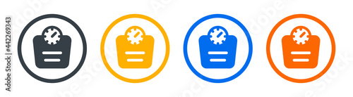 Bathroom weight scale icon. Fitness measuring equipment. Vector illustration