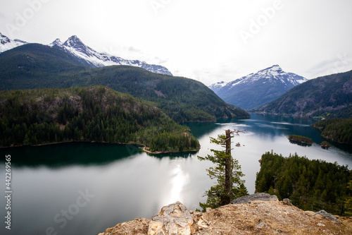 Diablo Lake reservoir at North Cascades National Park in Spring. Washington State.