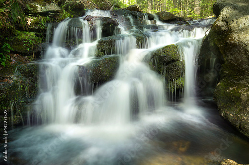 Fototapeta Naklejka Na Ścianę i Meble -  Silky water of Day Pond Falls in Colchester, Connecticut.