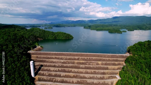 Aerial TVA Dam and Reservoir, South Holston Lake near Bristol Virginia, Johnson City Tennessee, Kingsport Tennessee and Elizabethton Tennessee not far from Watauga Lake Tennessee photo